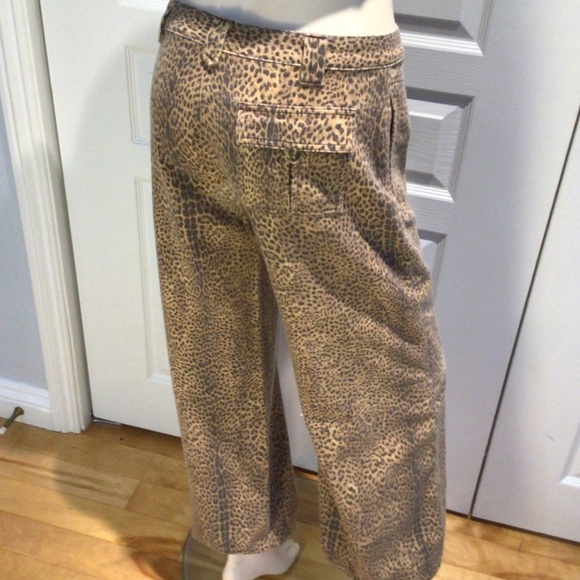 Just Cavalli wool cotton leopard print harem jean jogger drawstring cuff - Picture 5 of 13
